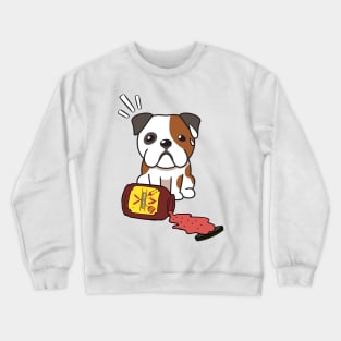 Funny Bulldog Spills a jar of BBQ Sauce Crewneck Sweatshirt